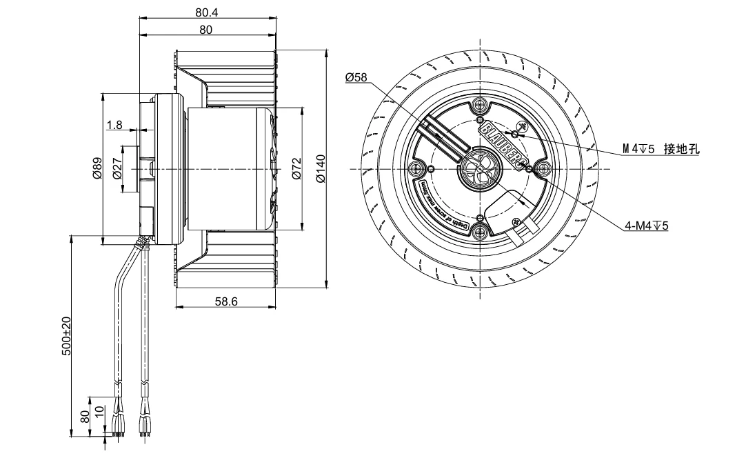 product-1-1 BL-F160B-EC-02 Overall Dimensions
